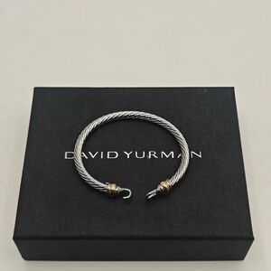 David Yurman Sterling Silver Cable Bracelet with Gold Accents
